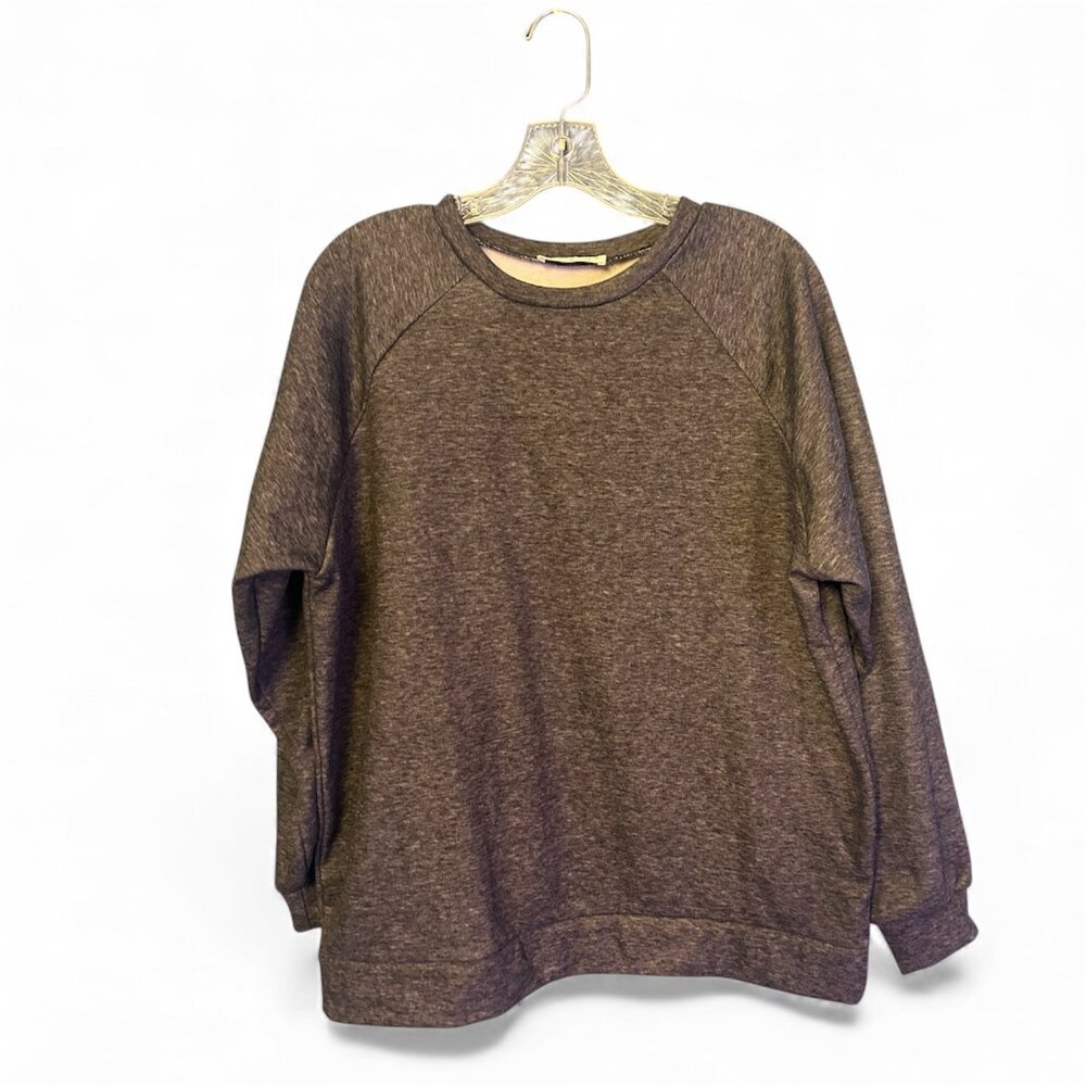 Zenana Dark Gray Raglan Sleeve Fleece Oversized Sweatshirt - SZ S